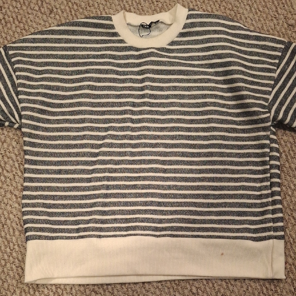 Zara Striped Gray and White Men's Sweater